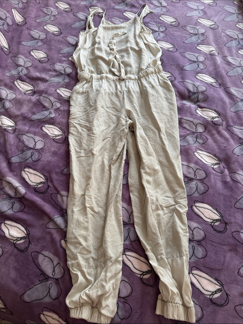Young Fabulous & Broke Cream sleeveless Linen blend Jumpsuit size S